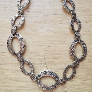 Silver tone engraved necklace